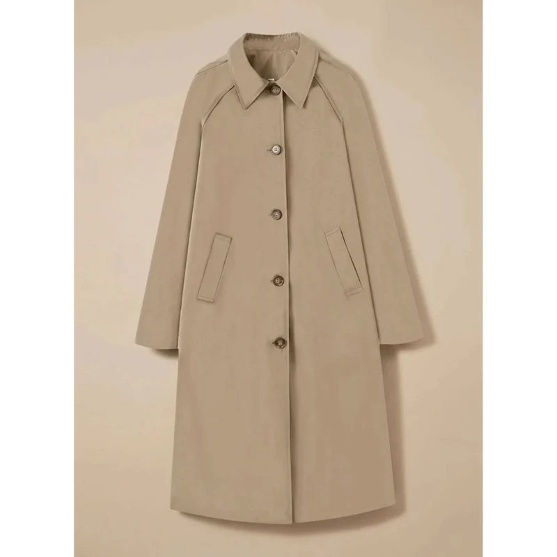 Damaris | Damen Langer Trenchcoat mit Kragen, Knöpfen und Taschen