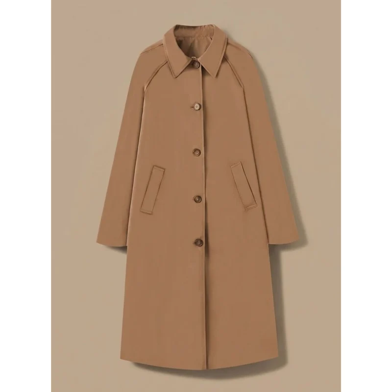 Damaris | Damen Langer Trenchcoat mit Kragen, Knöpfen und Taschen