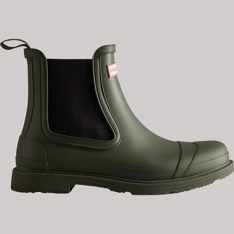Hunter Männer Kommando Chelsea Gummistiefel | Dunkeloliv