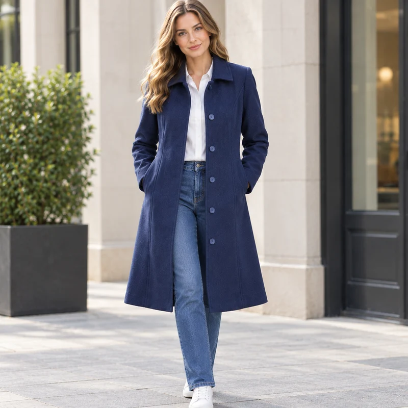 Sina | Damen Klassische Trench Coat mit Knopfleiste