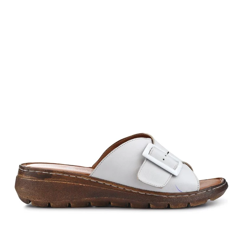 Cushioned Leather Mules - LUCK41009 / 327 392 - White