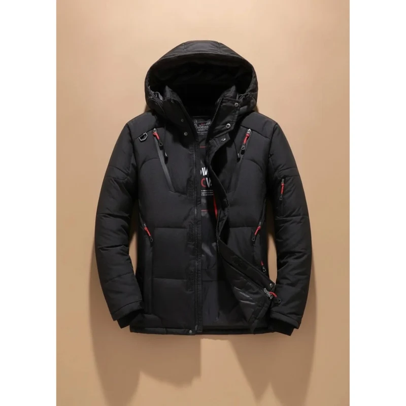 Timon | Herren Winterjacke mit Kapuze, mehreren Taschen und reißverschluss