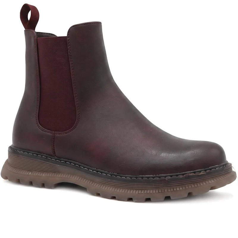 Slip On Chelsea Boots W/ Side Zip - LECHE44011 / 329 750 - Burgundy