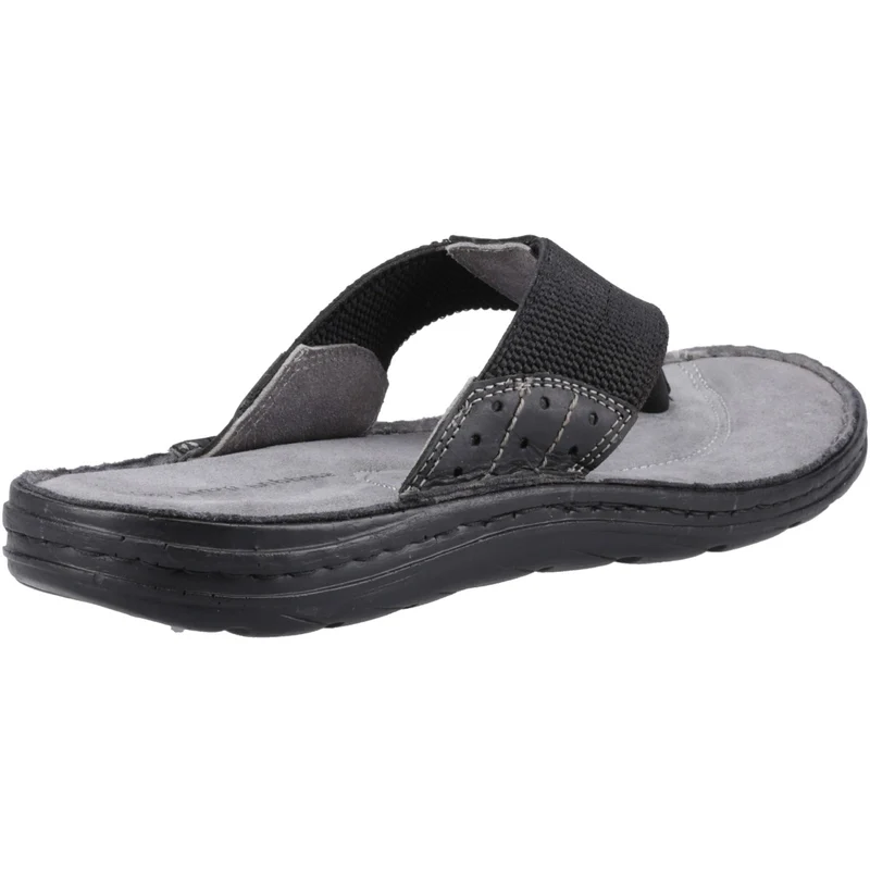 Hush Puppies Alan Zehenstegsandale für Herren | Schwarz