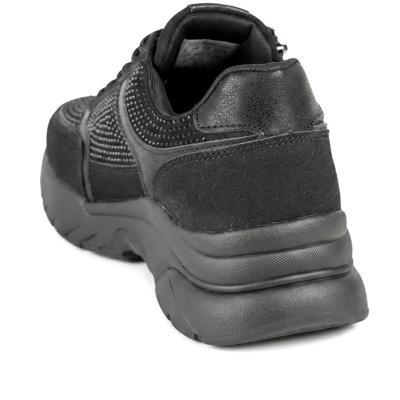 Casual Cushioned Zip & Lace Trainers - WOIL43025 / 329 296 - Black