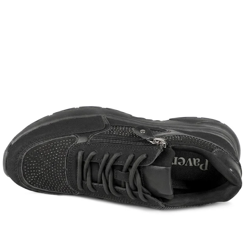 Casual Cushioned Zip & Lace Trainers - WOIL43025 / 329 296 - Black