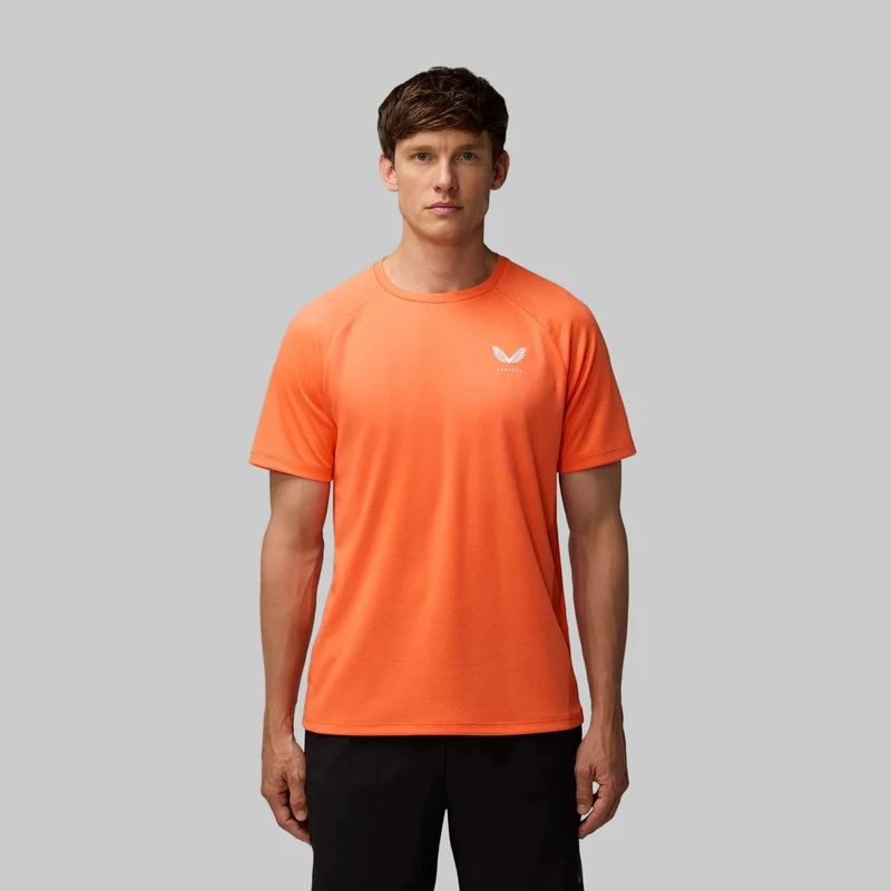 Castore Adapt Trainings-T-Shirt für Herren | Leuchtendes Orange/Mittelgrau