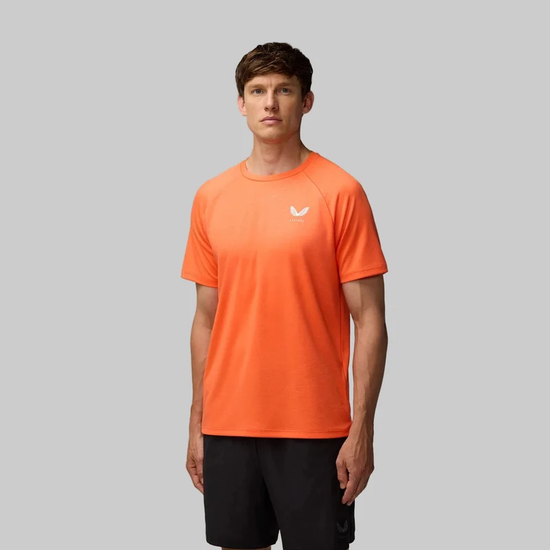 Castore Adapt Trainings-T-Shirt für Herren | Leuchtendes Orange/Mittelgrau