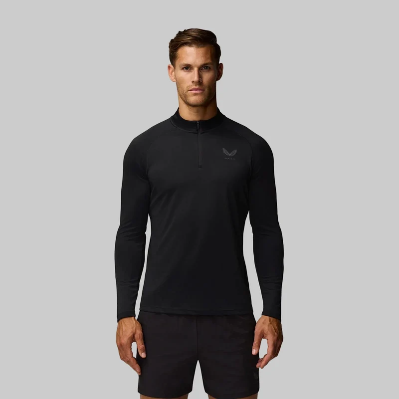 Castore Adapt Trainings-T-Shirt für Herren mit 1/4-Reißverschluss | Schwarz/Gunmetal