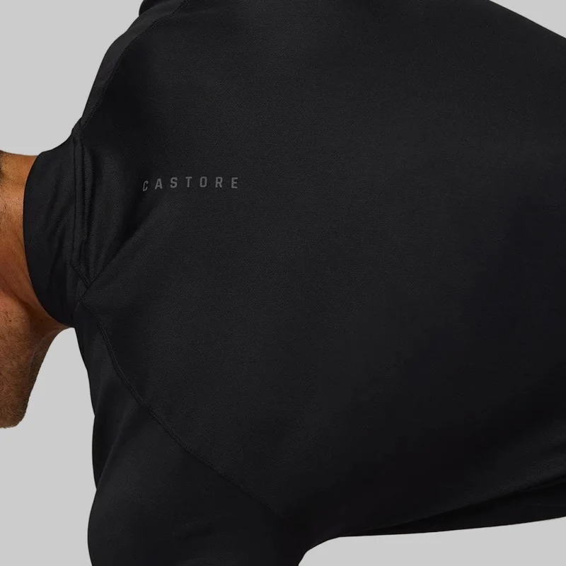 Castore Adapt Trainings-T-Shirt für Herren mit 1/4-Reißverschluss | Schwarz/Gunmetal