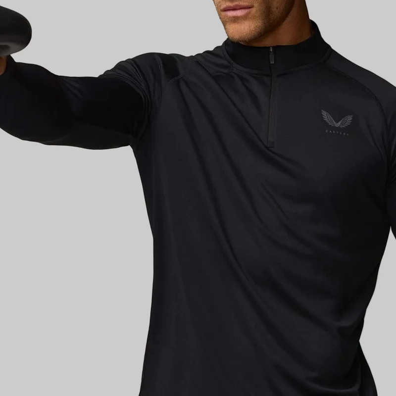 Castore Adapt Trainings-T-Shirt für Herren mit 1/4-Reißverschluss | Schwarz/Gunmetal