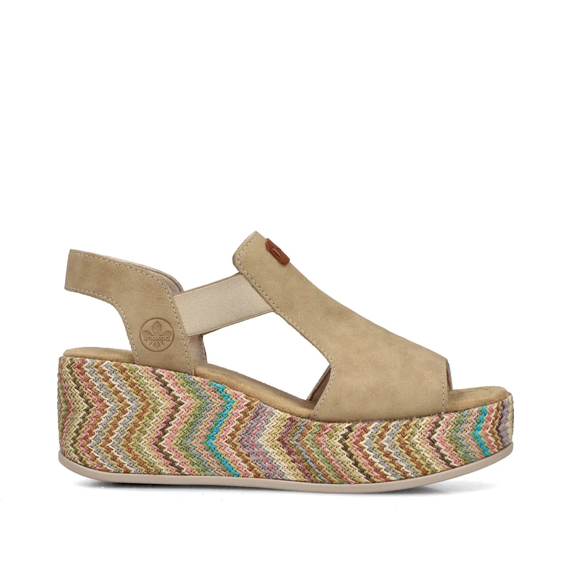 Rieker Damen-Plateausandalen mit Keilabsatz | Beige