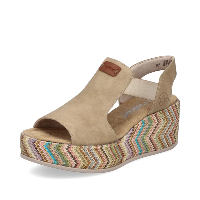 Rieker Damen-Plateausandalen mit Keilabsatz | Beige