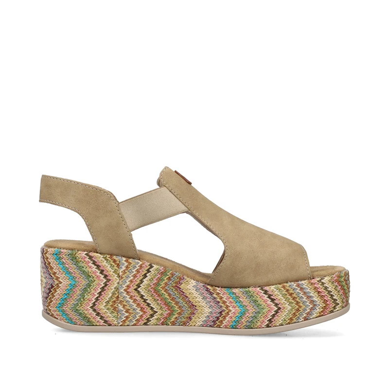 Rieker Damen-Plateausandalen mit Keilabsatz | Beige