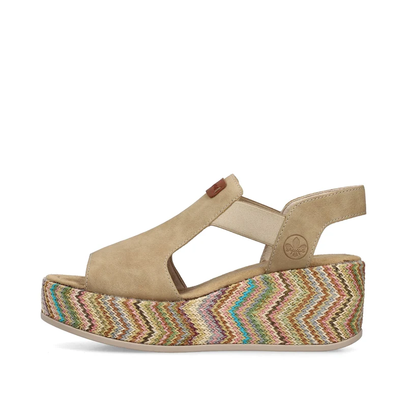 Rieker Damen-Plateausandalen mit Keilabsatz | Beige