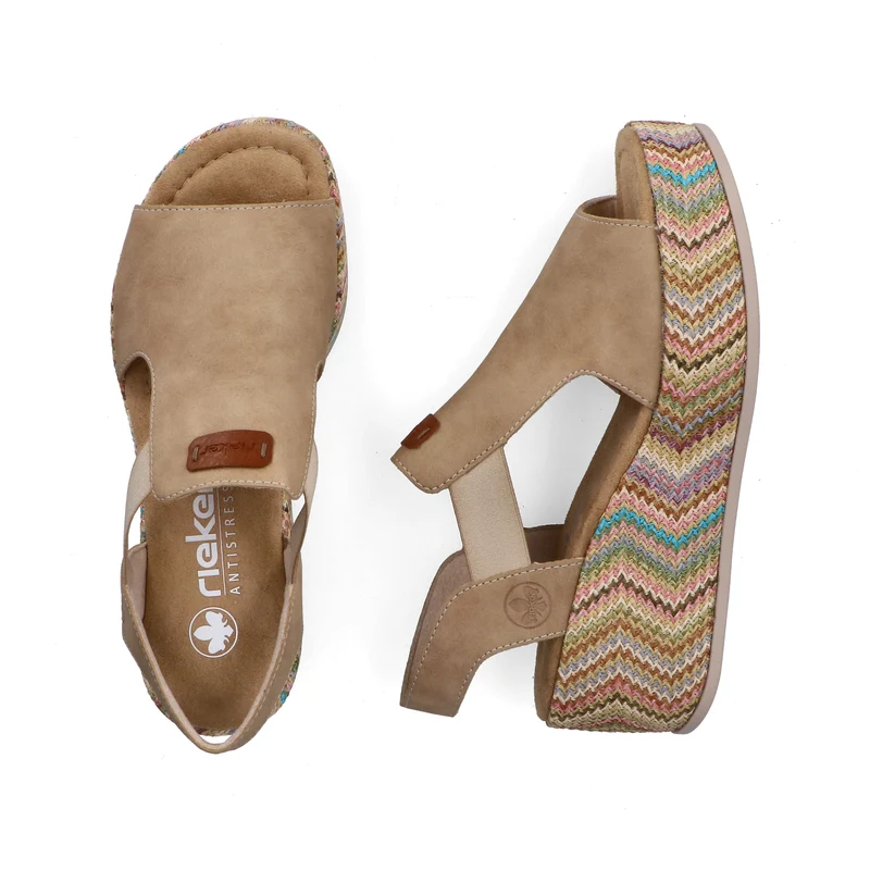 Rieker Damen-Plateausandalen mit Keilabsatz | Beige