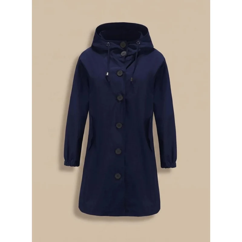 Odette | Damen Wasserdichte Regenjacke mit Kapuze, Langarm und Knöpfen