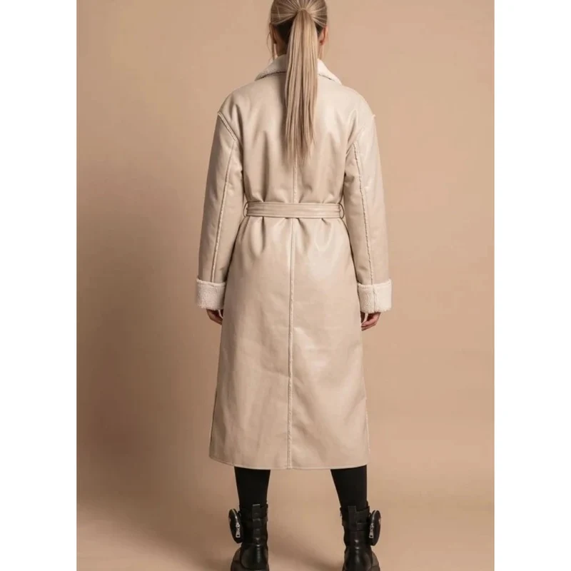 Denise | Damen Winterjacke mit Gürtel, Taschen und Langer Form