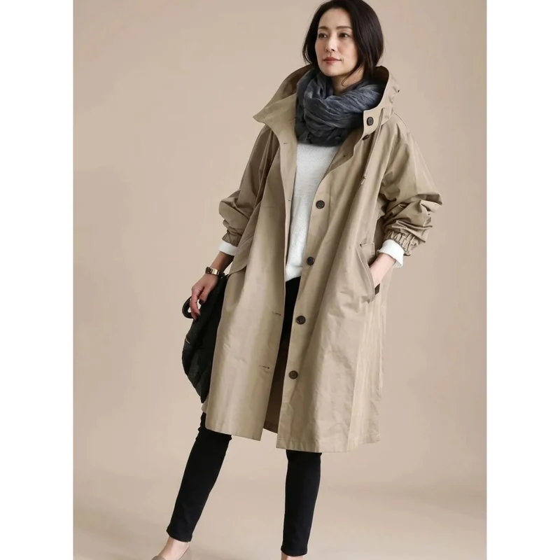 Apollonia | Damen Wasserdichte Regenjacke mit Kapuze, Knöpfen und Taschen