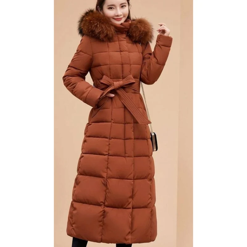 Deborah | Damen Lange Winterjacke mit Kapuze und Reißverschluss