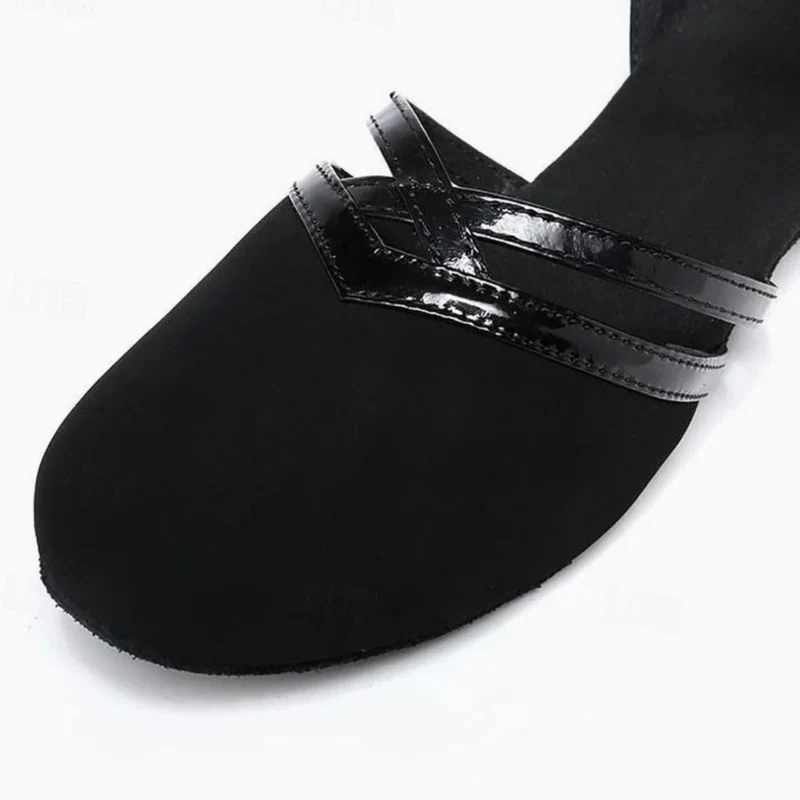 Friederike | Damen Schwarze Tanzschuhe mit Riemen, Schnalle und Absatz
