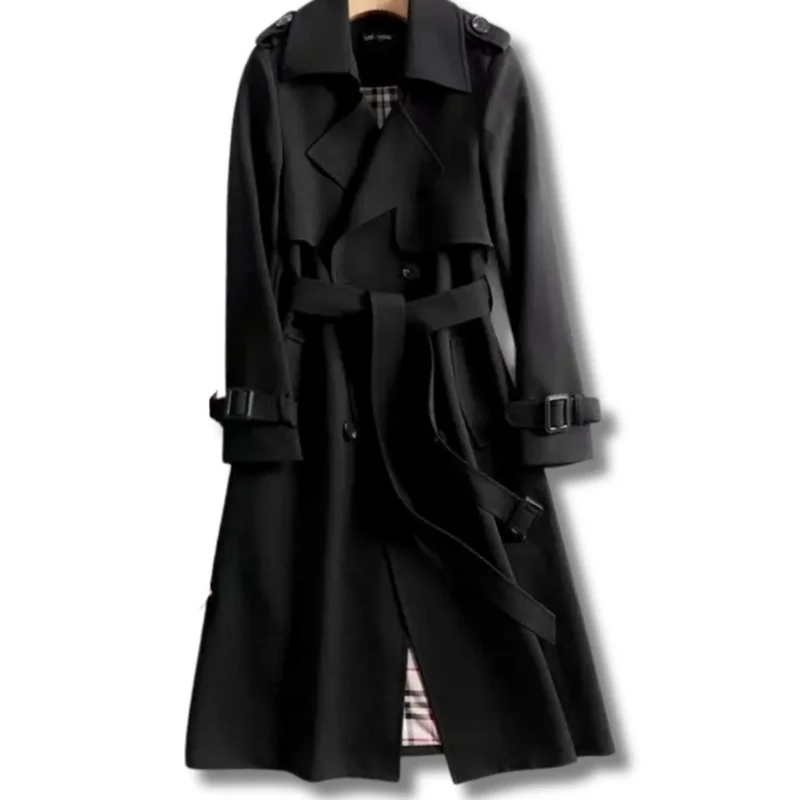 Viviane | Damen Trenchcoat mit Gürtel, Knöpfen und Karomuster