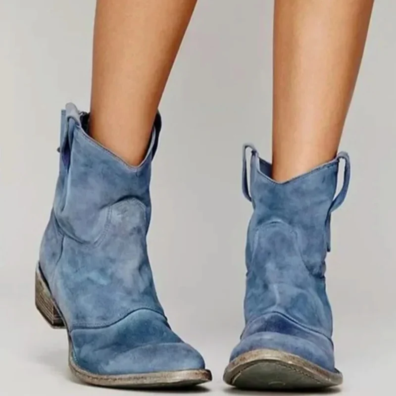 Jasmina | Damen Orthopädische Stiefeletten aus Wildleder mit Western Stil und Absatz