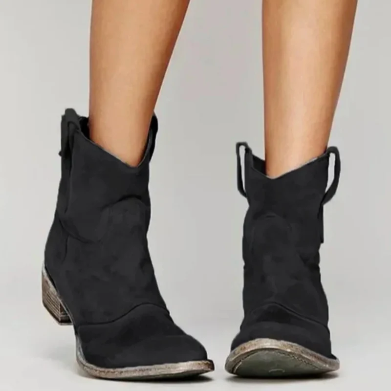 Jasmina | Damen Orthopädische Stiefeletten aus Wildleder mit Western Stil und Absatz