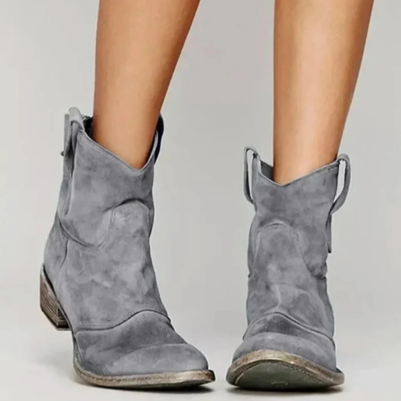 Jasmina | Damen Orthopädische Stiefeletten aus Wildleder mit Western Stil und Absatz