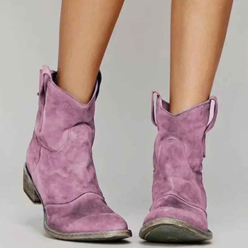 Jasmina | Damen Orthopädische Stiefeletten aus Wildleder mit Western Stil und Absatz