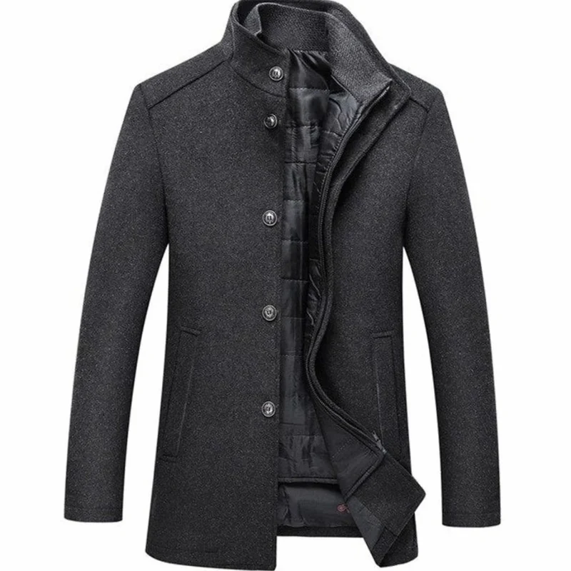 Benedikt | Herren Winterjacke im Mantel Stil mit Reißverschluss, Knöpfen und Taschen