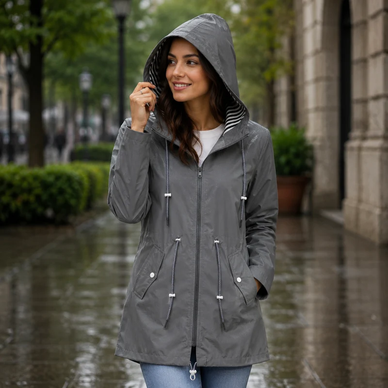 Annelie | Damen Wasserdichte Regenjacke mit Kapuze