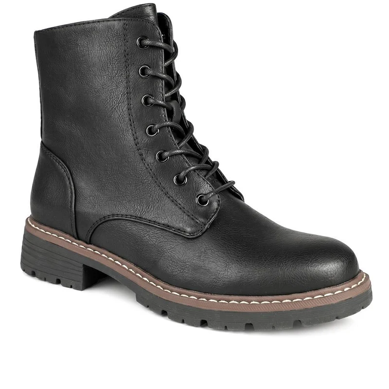 Lace Up Ankle Boots With Warm Lining - WBINS44000 / 329 764