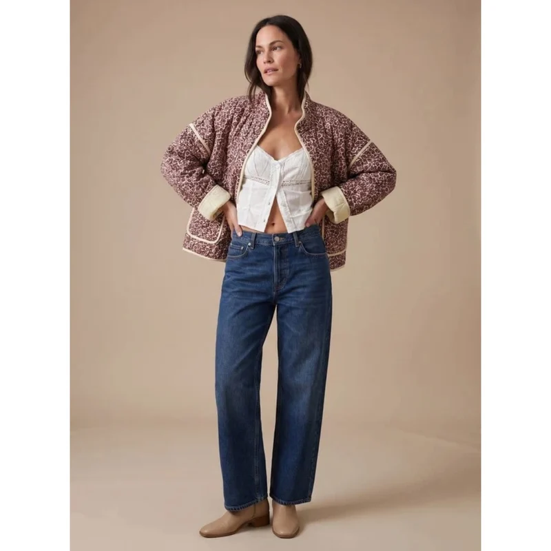 Narin | Damen Steppjacke mit Muster und Stehkragen