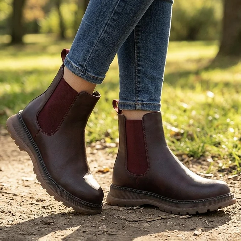 Slip On Chelsea Boots W/ Side Zip - LECHE44011 / 329 750 - Burgundy