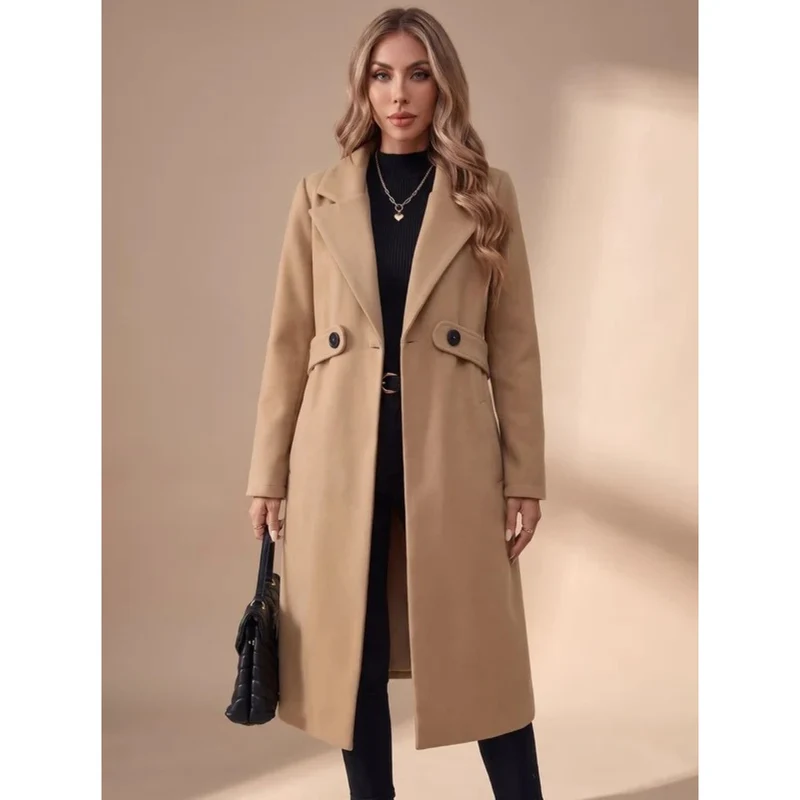 Tasnim | Damen Winterjacke mit Kragen und Taillengürtel