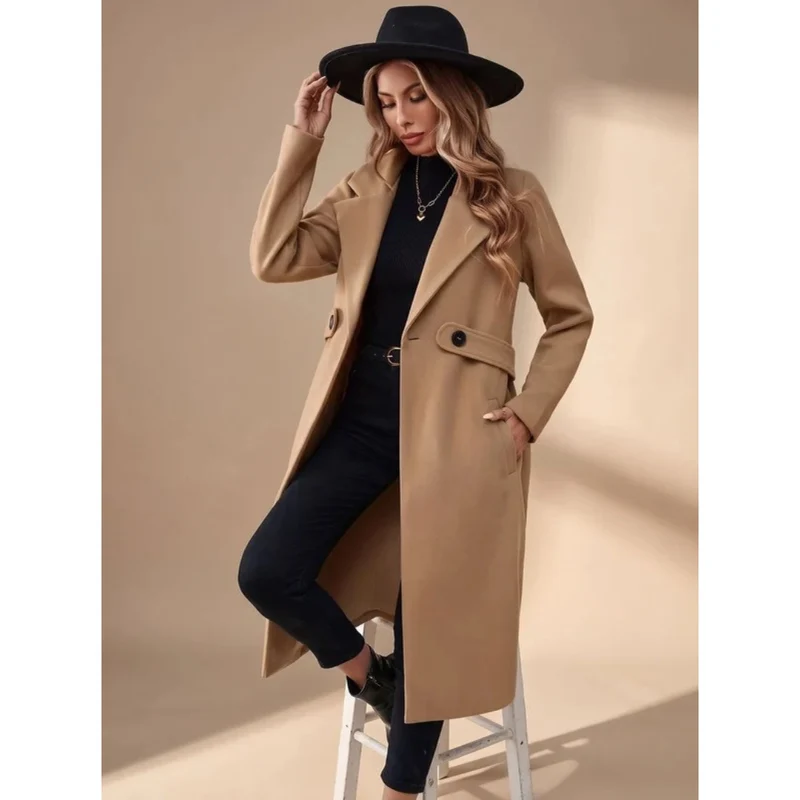 Tasnim | Damen Winterjacke mit Kragen und Taillengürtel