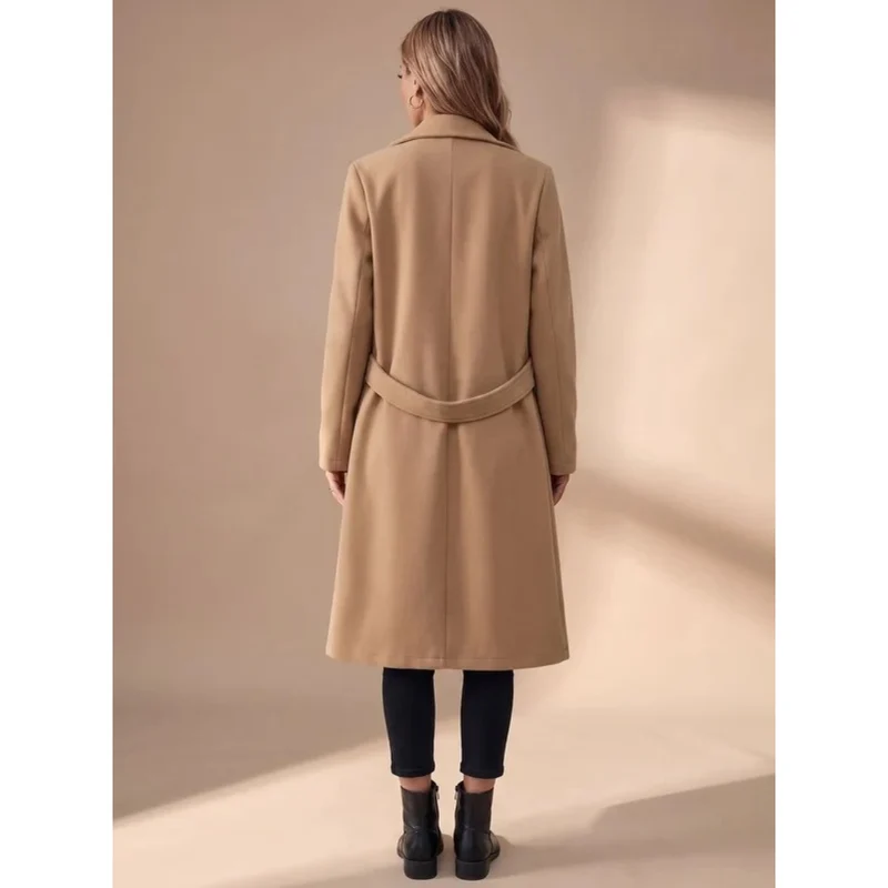 Tasnim | Damen Winterjacke mit Kragen und Taillengürtel