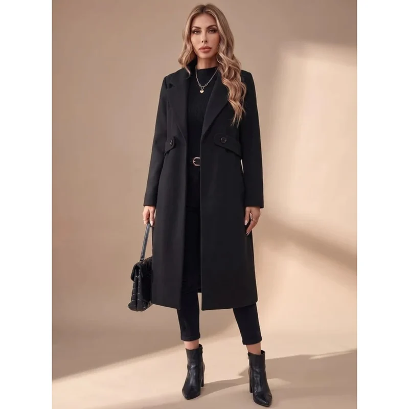 Tasnim | Damen Winterjacke mit Kragen und Taillengürtel