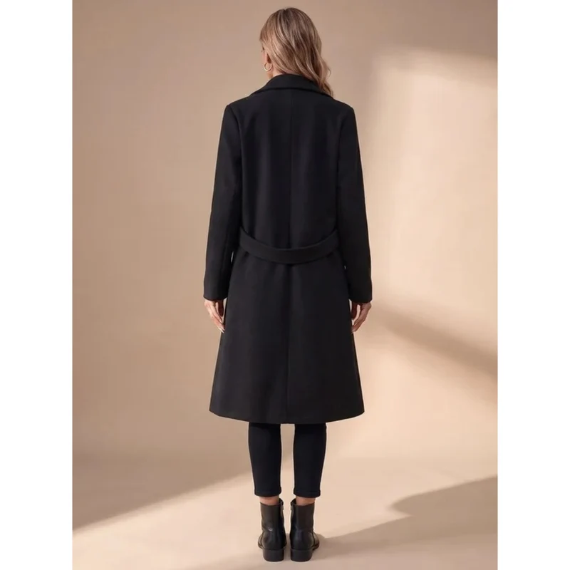 Tasnim | Damen Winterjacke mit Kragen und Taillengürtel