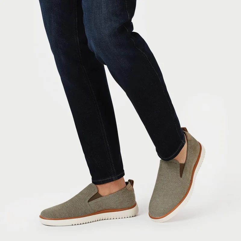 Wide-Fit Fabric Slip-On Shoes - XINGH41005 / 327 186 - Taupe