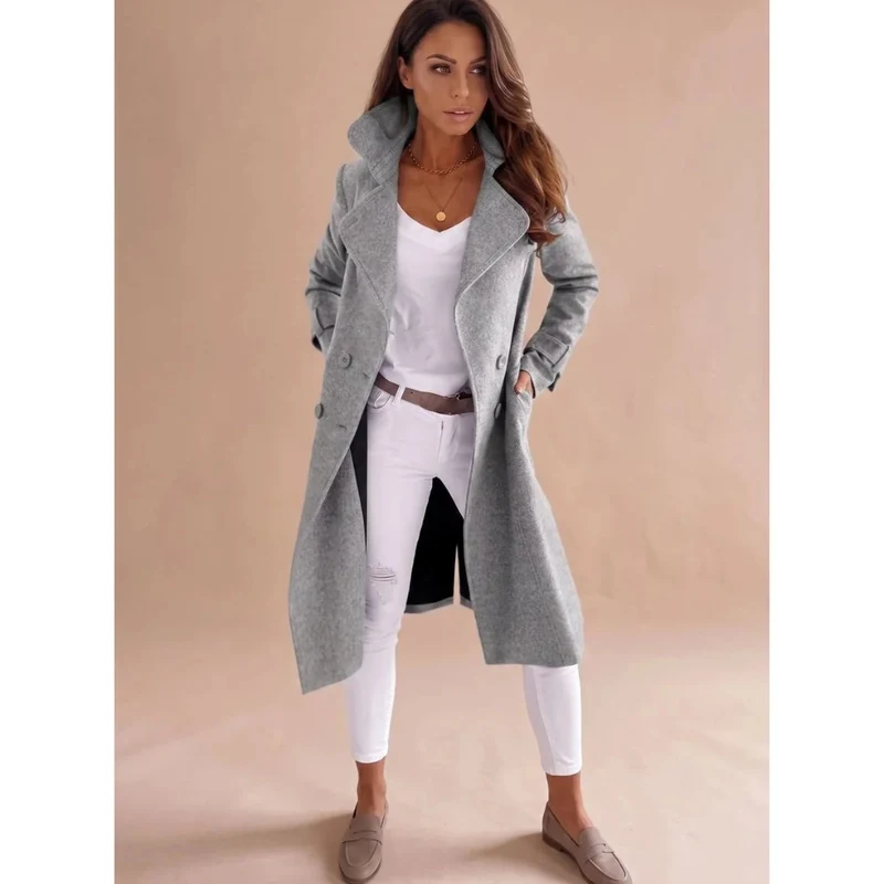 Anouk | Damen Winterjacke mit Kragen, Knöpfen und langem Schnitt