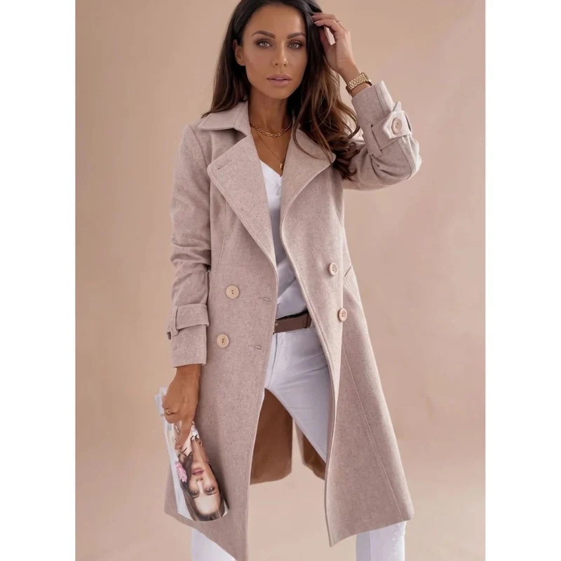 Anouk | Damen Winterjacke mit Kragen, Knöpfen und langem Schnitt