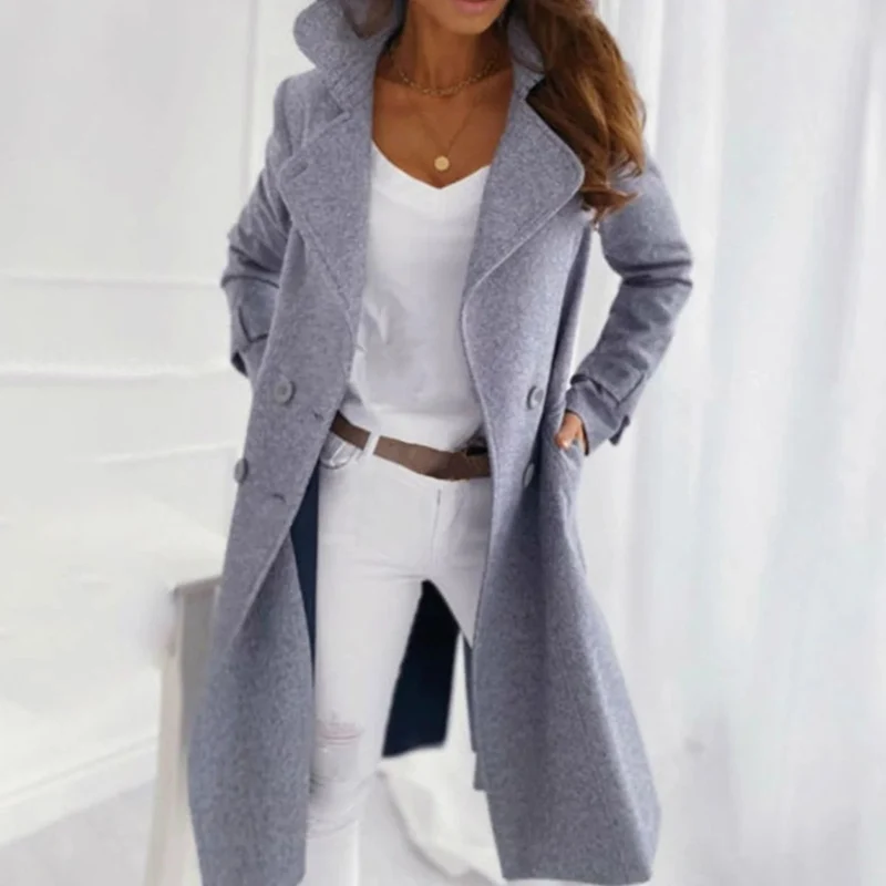 Anouk | Damen Winterjacke mit Kragen, Knöpfen und langem Schnitt