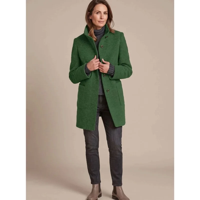 Ariane | Damen Winterjacke mit Stehkragen, Knöpfen und Taschen