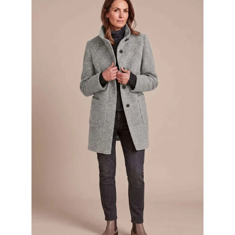 Ariane | Damen Winterjacke mit Stehkragen, Knöpfen und Taschen