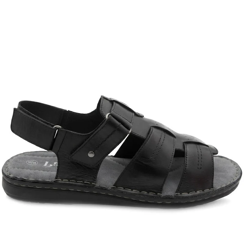 Leather Adjustable Fasten Fisherman Sandals - FBFOO43001 / 329 501 - Black