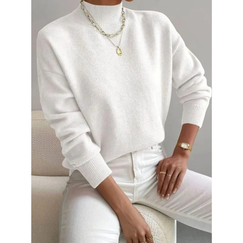 Jolina | Damen Rollkragenpullover mit Langarm und Bündchen