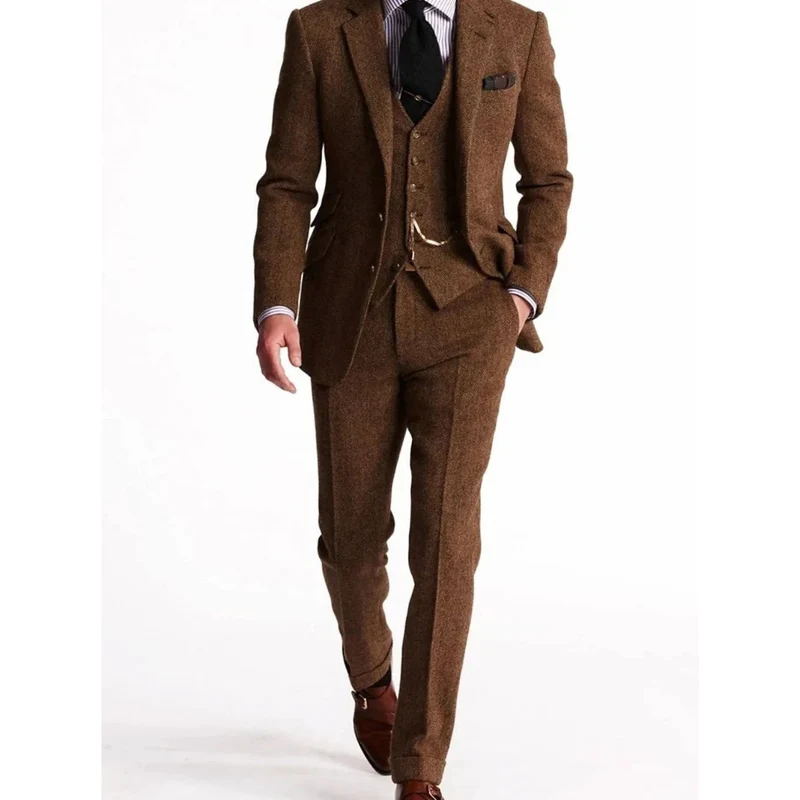 Konstantin | Herren Anzug mit Weste, Sakko und Hose im Tweed Stil