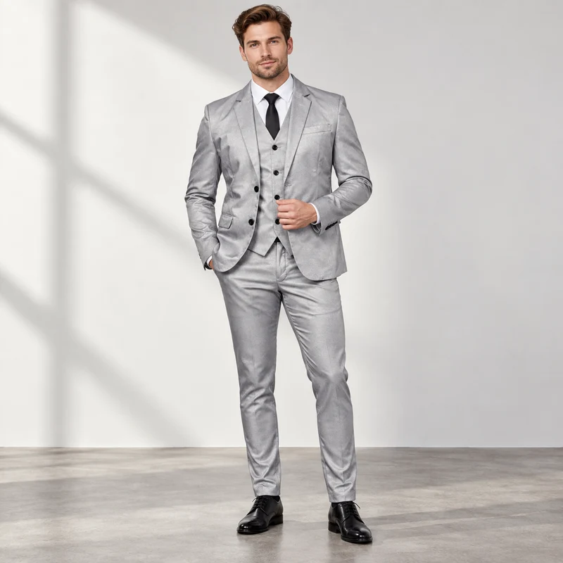 Konstantin | Herren Anzug mit Weste, Sakko und Hose im Tweed Stil